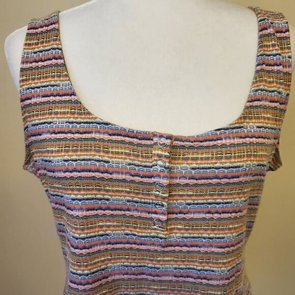 Wild Fable Multicolor Stripe Henley Tank Bodysuit Large - Picture 3 of 9